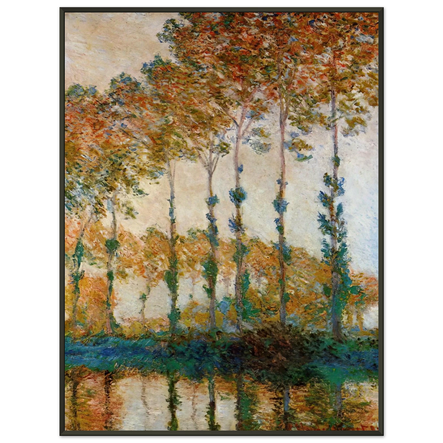 claude monet  Poplars on the Banks of the Epte Autumn Framed Art Print  - Aluminum Frame - 60x80 cm / 24x32 inches