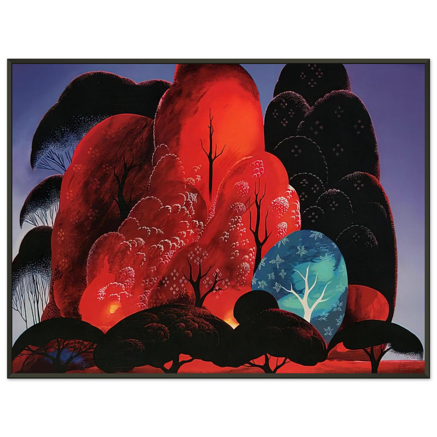 Eyvind Earle  Blazing Glory Framed Art Print  - Aluminum Frame - 70x100 cm / 28x40 inches