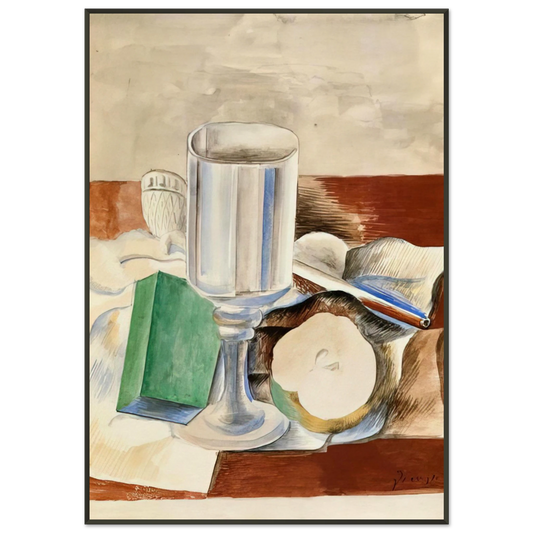 Pablo Picasso  Still life with a Glass and an Apple  1914 Framed Art Print  - Aluminum Frame - 21x29.7 cm / 8x12"