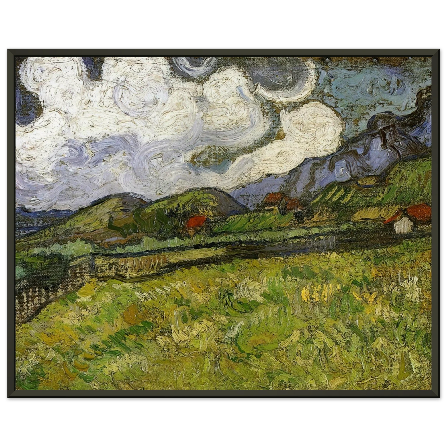 Vincent van Gogh  Wheat Field behind SaintPaul Hospital with a Reaper Framed Art Print  - Aluminum Frame - 40x50 cm / 16x20 inches