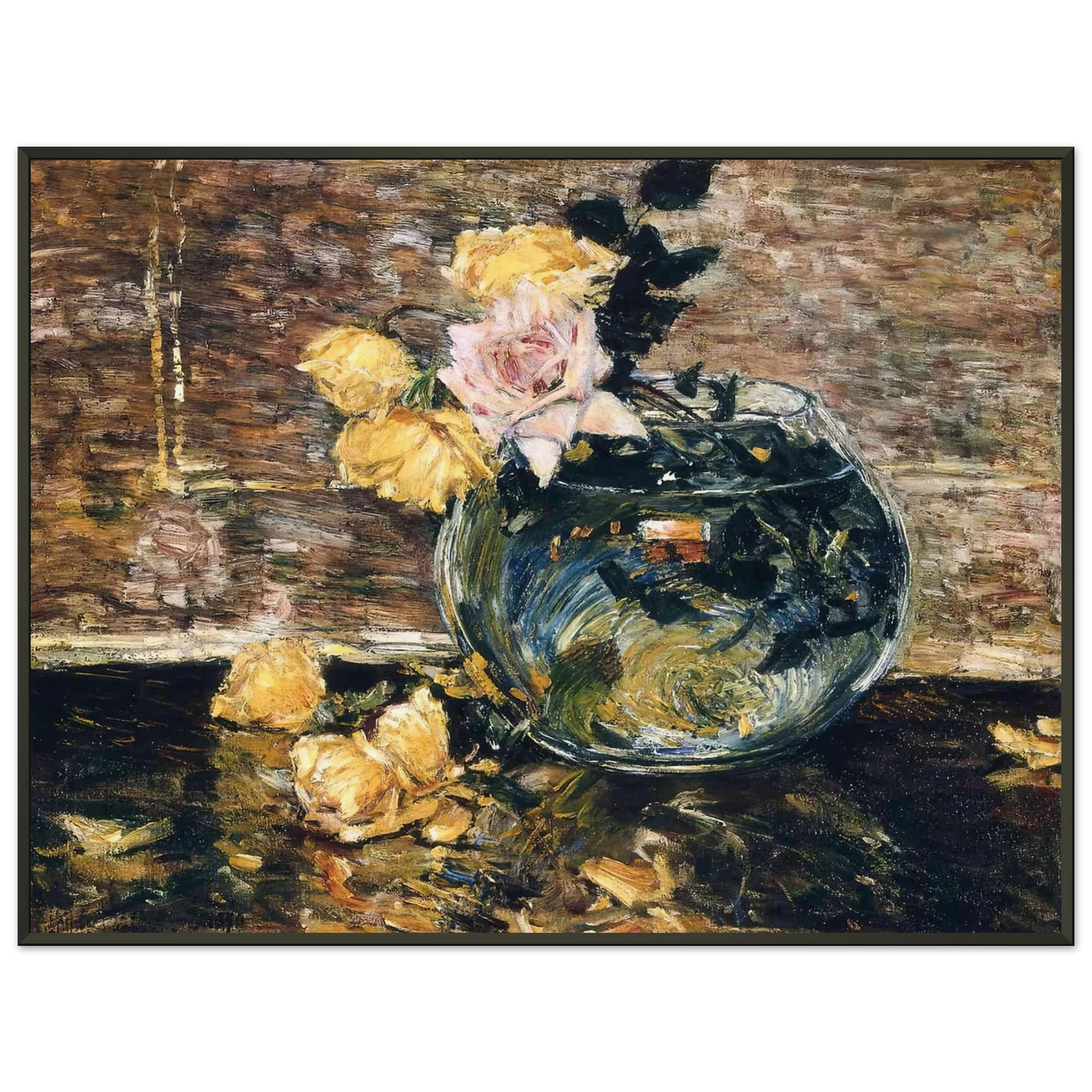 Childe Hassam  Roses in a Vase Framed Art Print  - Aluminum Frame - 60x80 cm / 24x32 inches