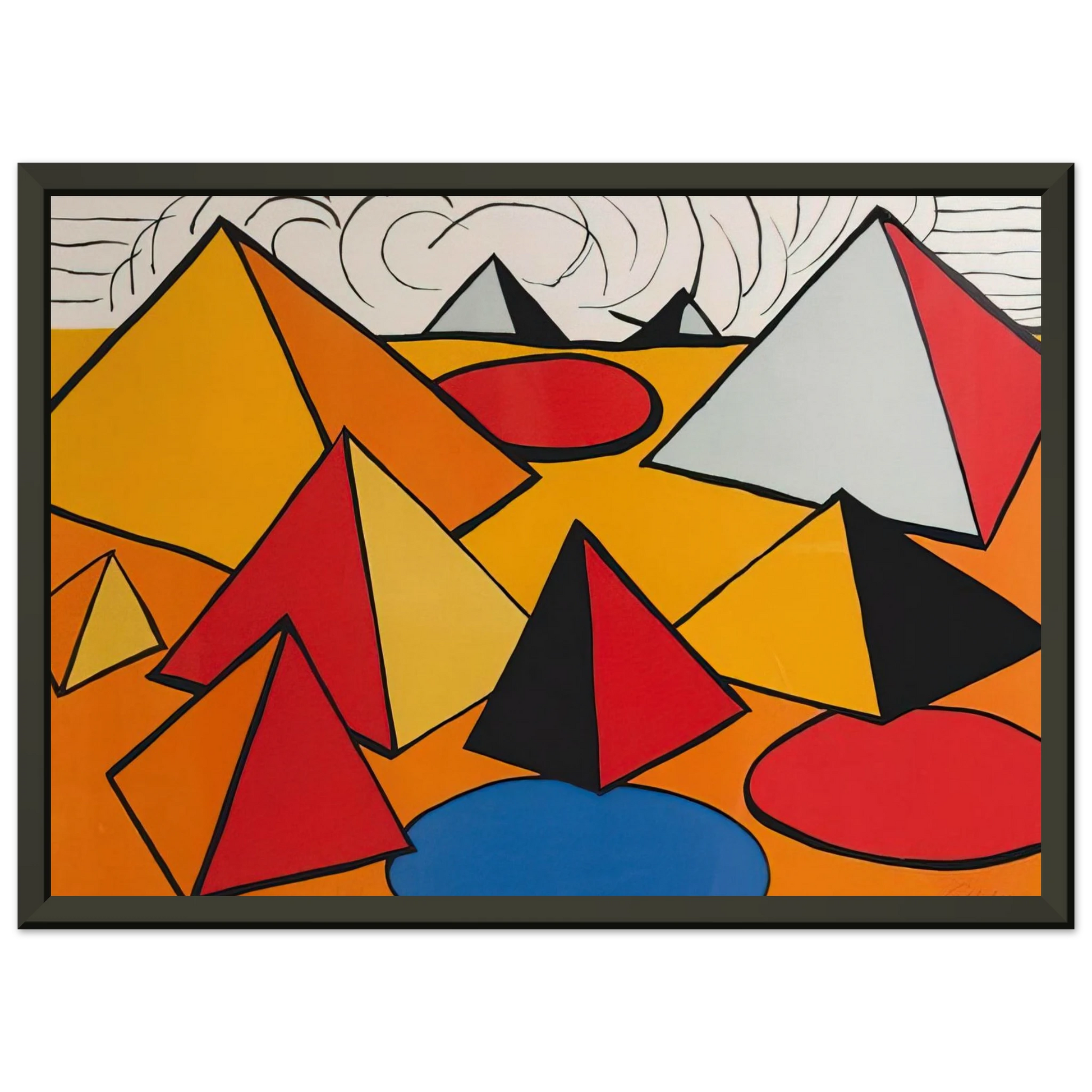 Alexander Calder  PRYAMIDS AND CLOUDS 1970 Framed Art Print  - Aluminum Frame - 70x100 cm / 28x40 inches