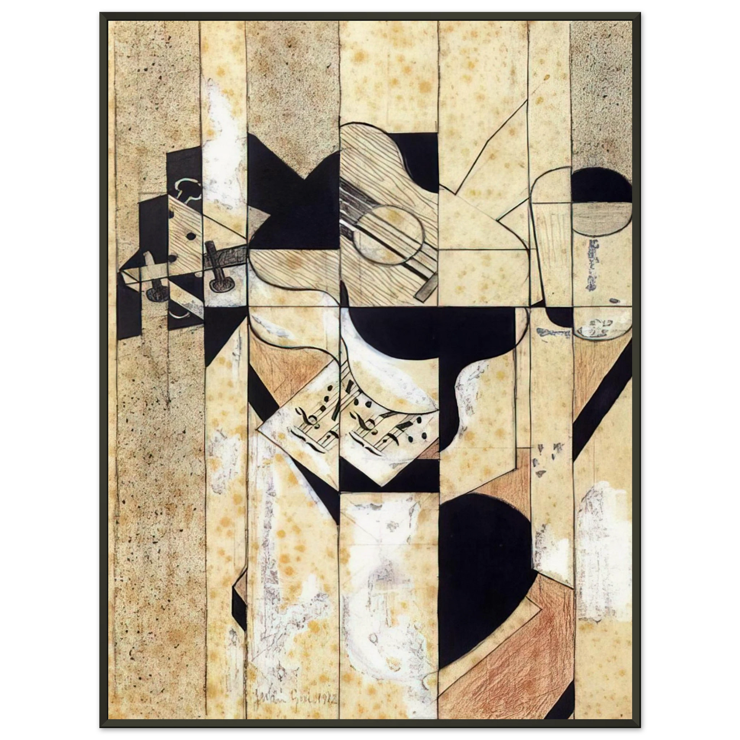 Juan Gris  GUITAR AND GLASS 1912 Framed Art Print  - Aluminum Frame - 60x80 cm / 24x32 inches