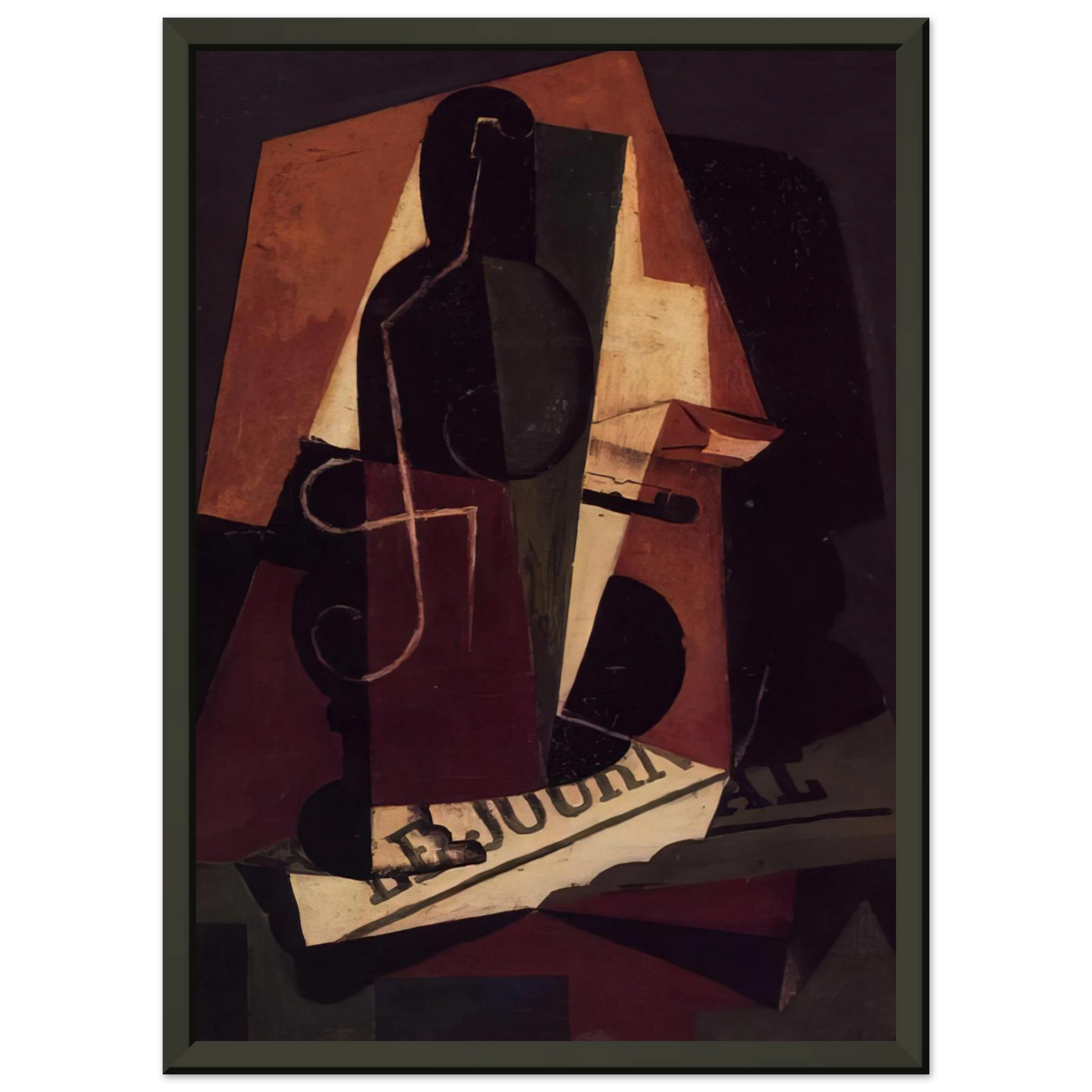 Juan Gris  BOTTLE AND GLASS Framed Art Print  - Aluminum Frame - 40x50 cm / 16x20 inches