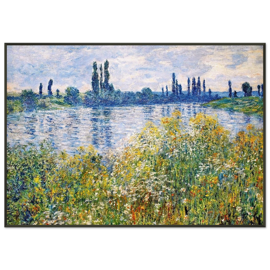 claude monet  Flowers on the Banks of Seine near Vetheuil Framed Art Print  - Aluminum Frame - 21x29.7 cm / 8x12"