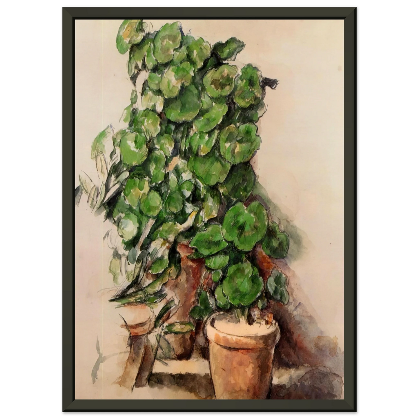 Paul Cezanne  Pots of Geraniums Framed Art Print  - Aluminum Frame - 70x100 cm / 28x40 inches
