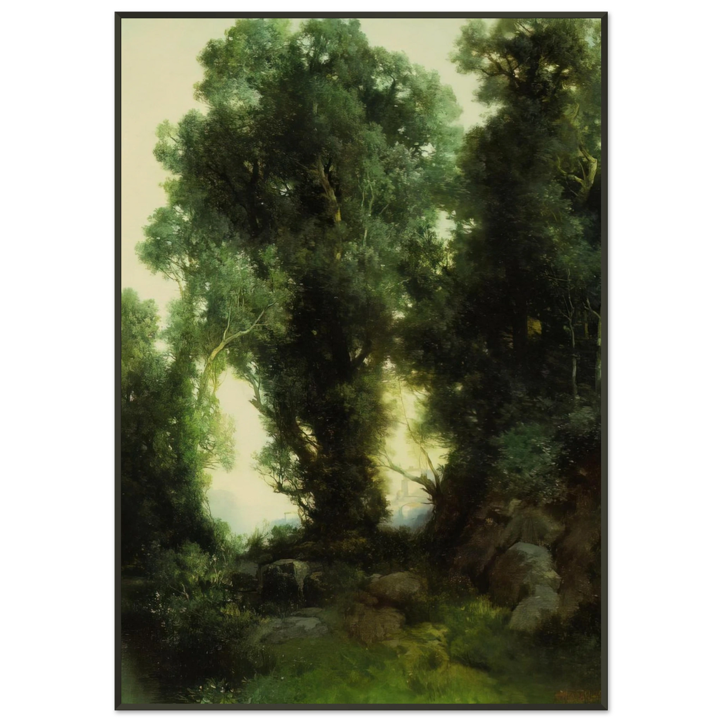 Thomas Moran  The Bathing Hole Framed Art Print  - Aluminum Frame - 21x29.7 cm / 8x12"