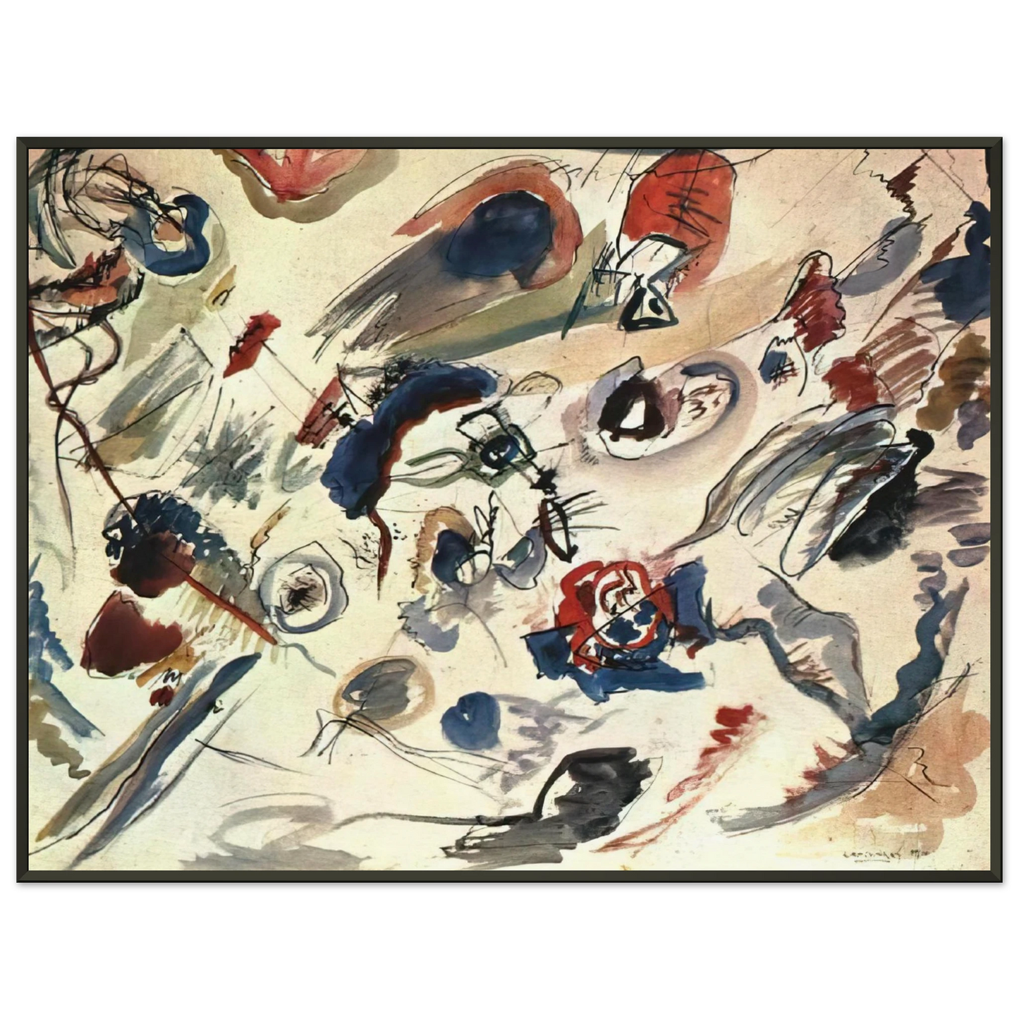 Wassily Kandinsky  FIRST ABSTRACT WATERCOLOR 1910 Framed Art Print  - Aluminum Frame - 60x80 cm / 24x32 inches