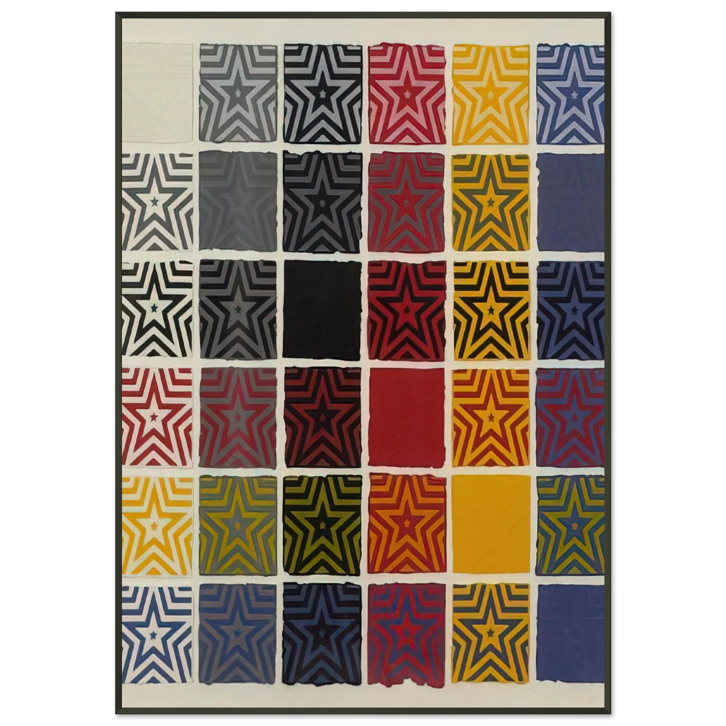 Sol LeWitt  Stars 5 Pointed Framed Art Print  - Aluminum Frame - 21x29.7 cm / 8x12"