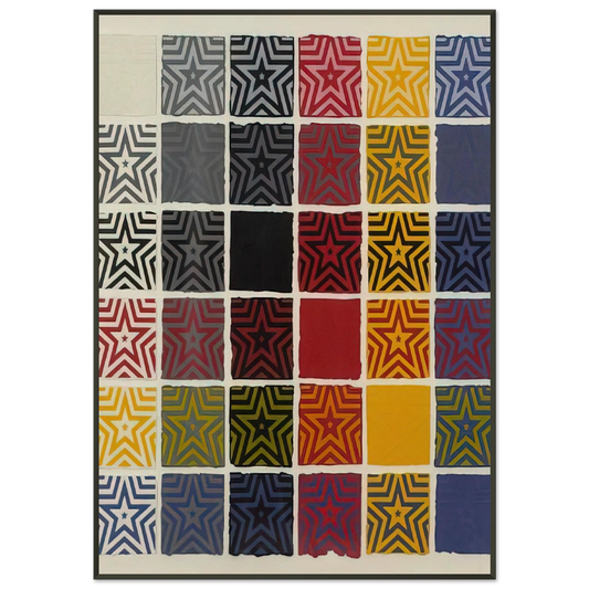 Sol LeWitt  Stars 5 Pointed Framed Art Print  - Aluminum Frame - 21x29.7 cm / 8x12"