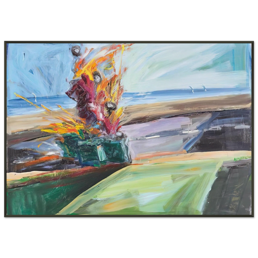 Carlos Almaraz  Untitled Car Crash  1987 Framed Art Print  - Aluminum Frame - 21x29.7 cm / 8x12"