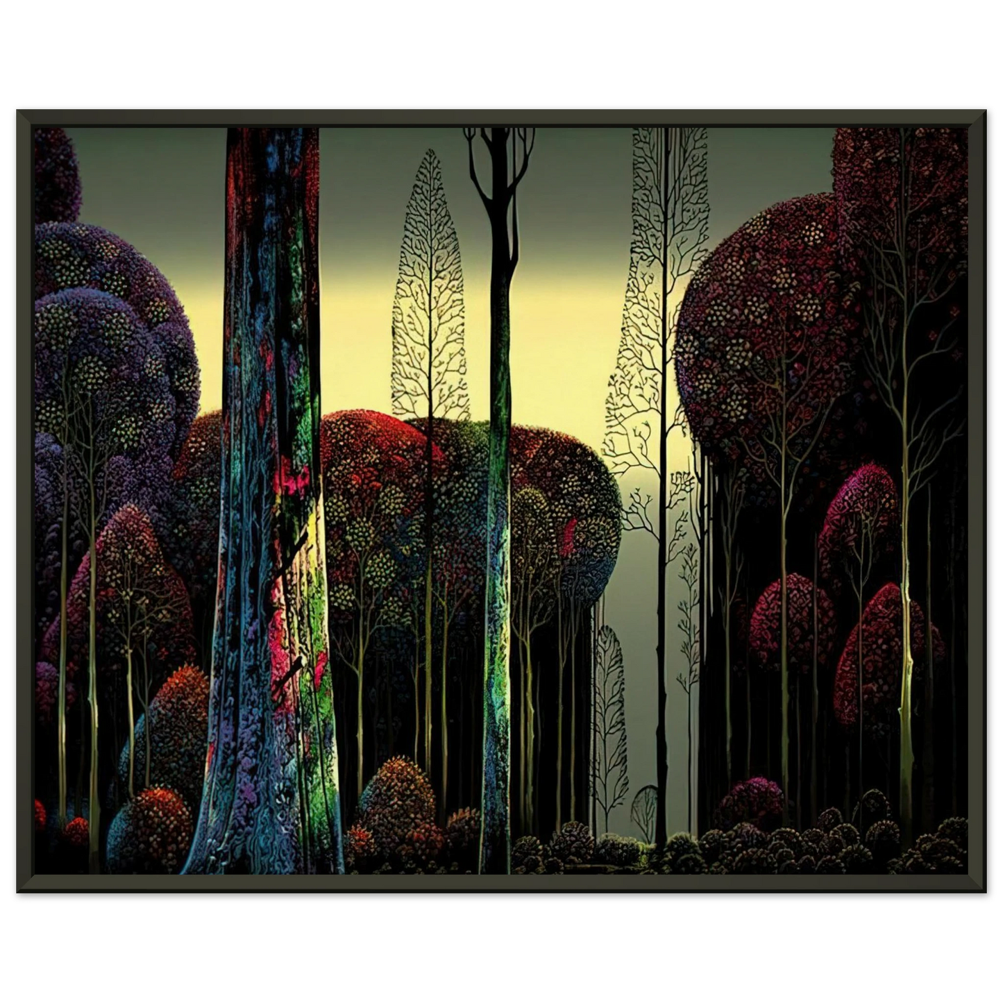 Eyvind Earle  Gothic Forest Framed Art Print  - Aluminum Frame - 70x100 cm / 28x40 inches