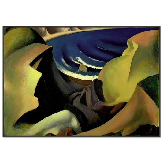 Thomas Hart Benton  THE CLIFFS 1921 Framed Art Print  - Aluminum Frame - 21x29.7 cm / 8x12"