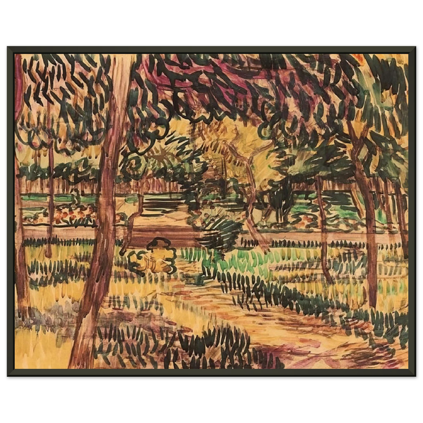 Vincent van Gogh  Trees in the Garden of the Asylum Framed Art Print  - Aluminum Frame - 60x80 cm / 24x32 inches