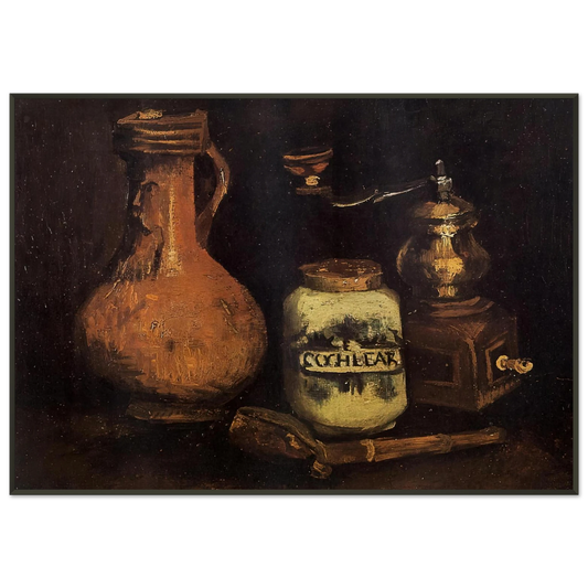 Vincent van Gogh  Still Life with Coffee Mill Pipe Case and Jug Framed Art Print  - Aluminum Frame - 21x29.7 cm / 8x12"