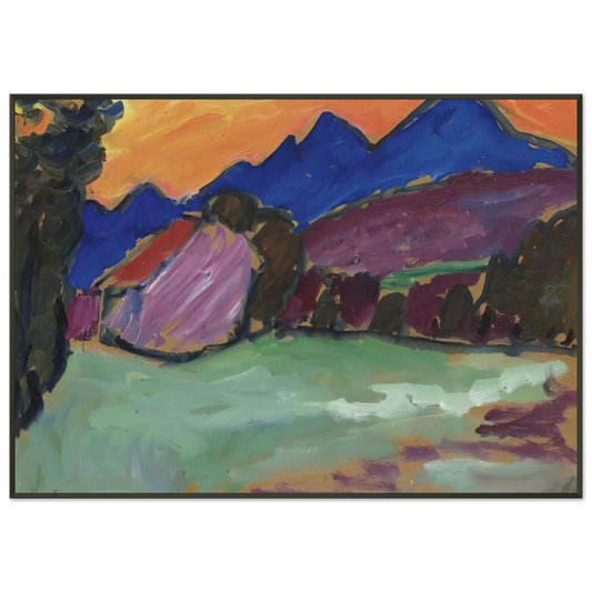 Alexej von Jawlensky  ROTER ABEND BLAUE BERGE 1910 Framed Art Print  - Aluminum Frame - 21x29.7 cm / 8x12"