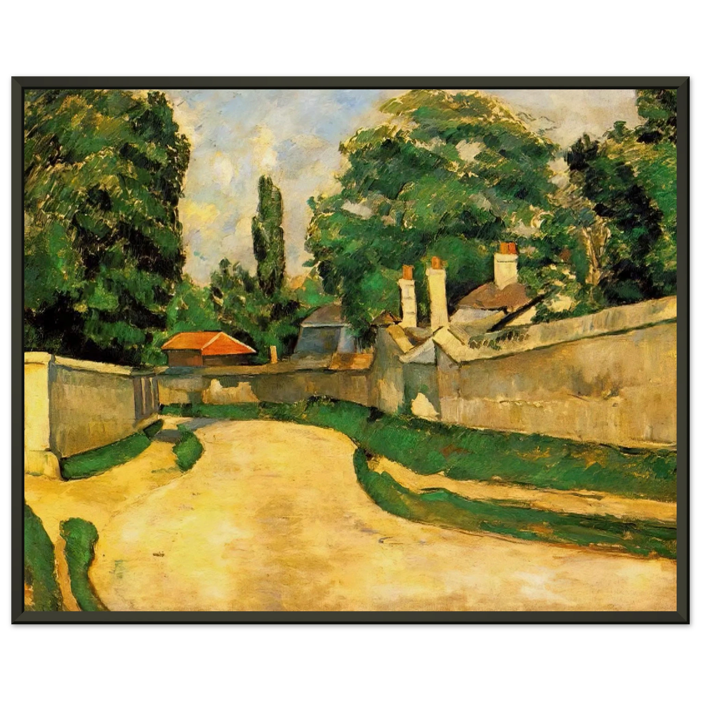 Paul Cezanne  Houses Along a Road Framed Art Print  - Aluminum Frame - 40x50 cm / 16x20 inches