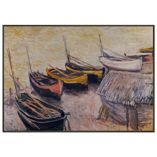claude monet  Boats on the Beach Framed Art Print  - Aluminum Frame - 21x29.7 cm / 8x12"