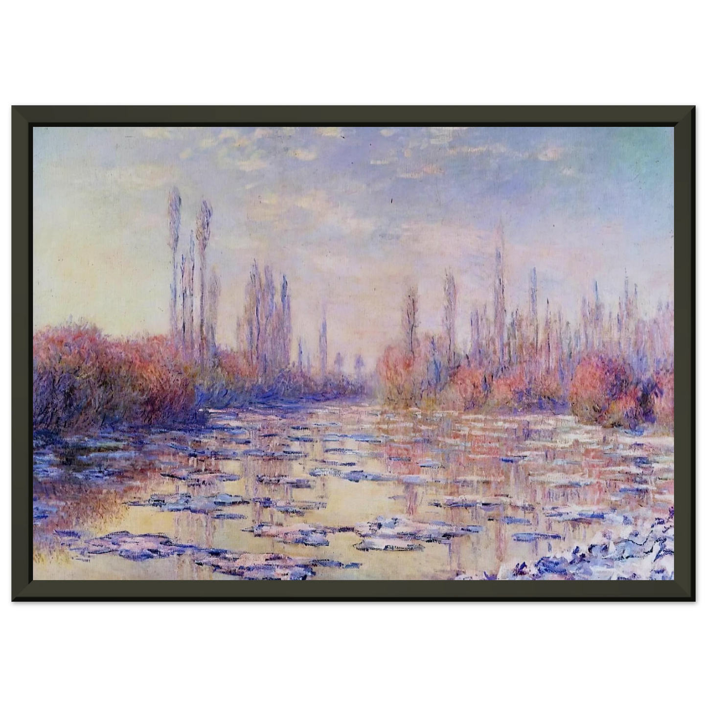 claude monet  Floating Ice on the Seine Framed Art Print  - Aluminum Frame - 70x100 cm / 28x40 inches