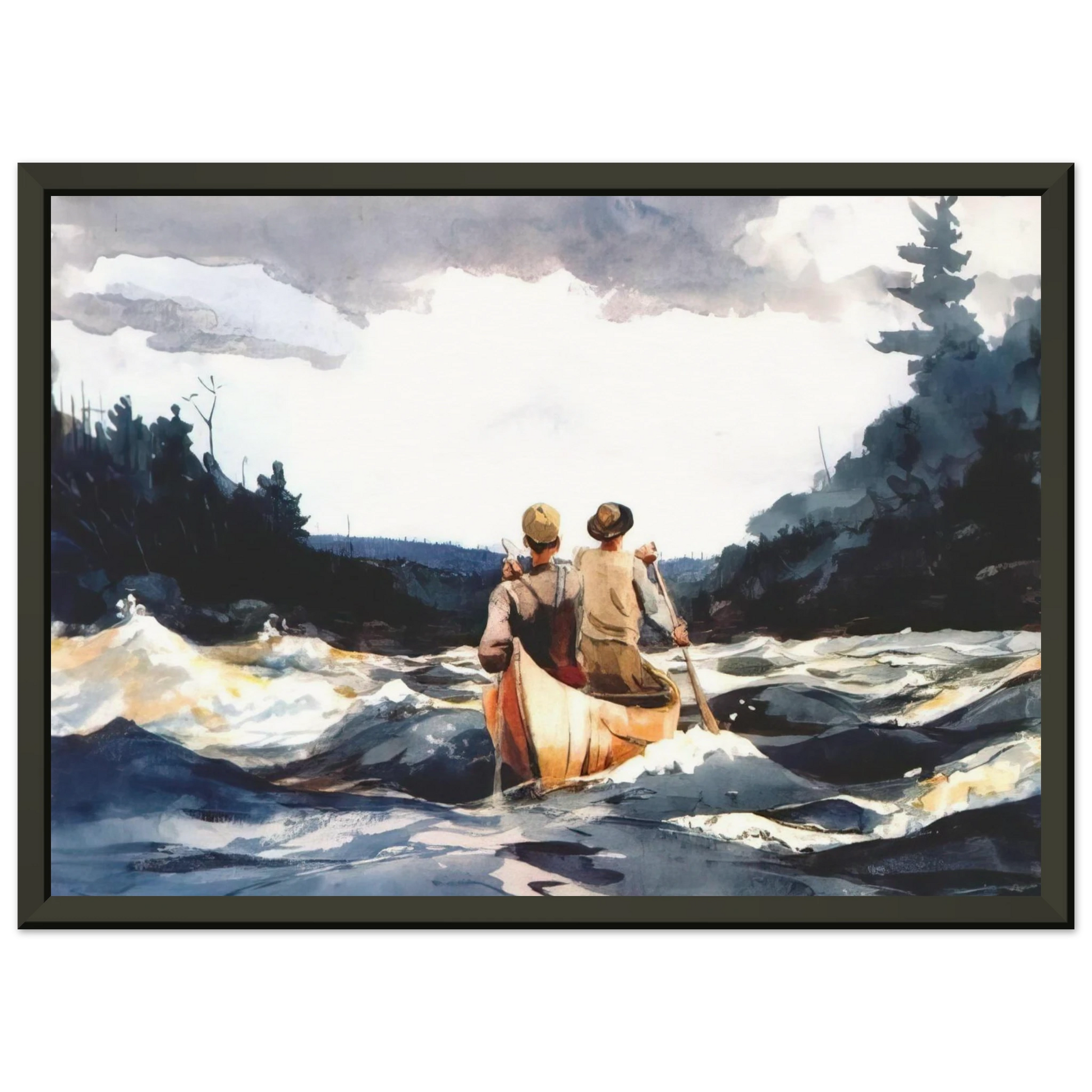 Winslow Homer  CANOE IN THE RAPIDS Framed Art Print  - Aluminum Frame - 70x100 cm / 28x40 inches