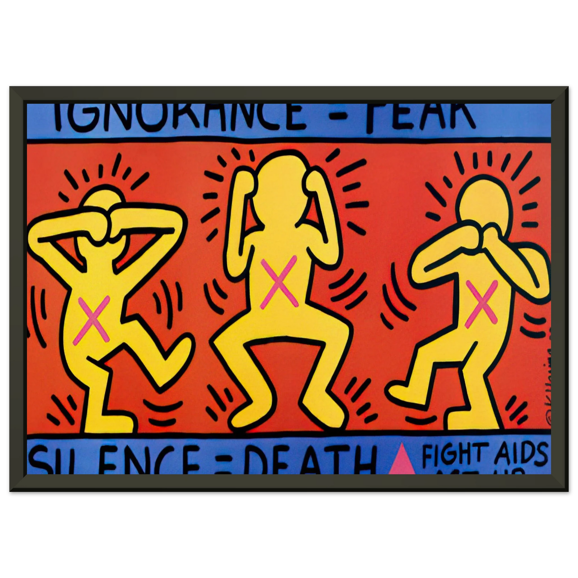 Keith Haring  IGNORANCE FEAR 1989 Framed Art Print  - Aluminum Frame - 60x80 cm / 24x32 inches