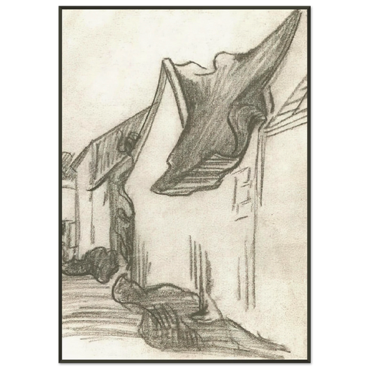 Vincent van Gogh  Village Street Sketch Framed Art Print  - Aluminum Frame - 21x29.7 cm / 8x12"