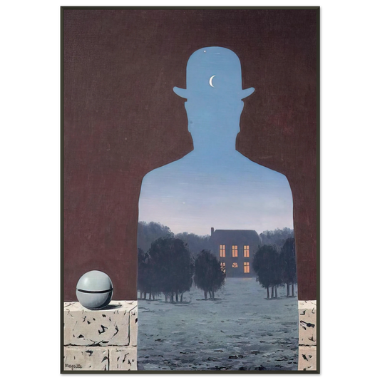 Rene Magritte  THE HAPPY DONOR 1966 Framed Art Print  - Aluminum Frame - 21x29.7 cm / 8x12"