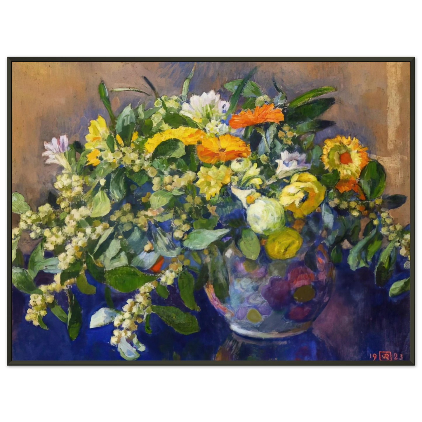 Theo van Rysselberghe  VASE OF FLOWERS 1923 Framed Art Print  - Aluminum Frame - 70x100 cm / 28x40 inches