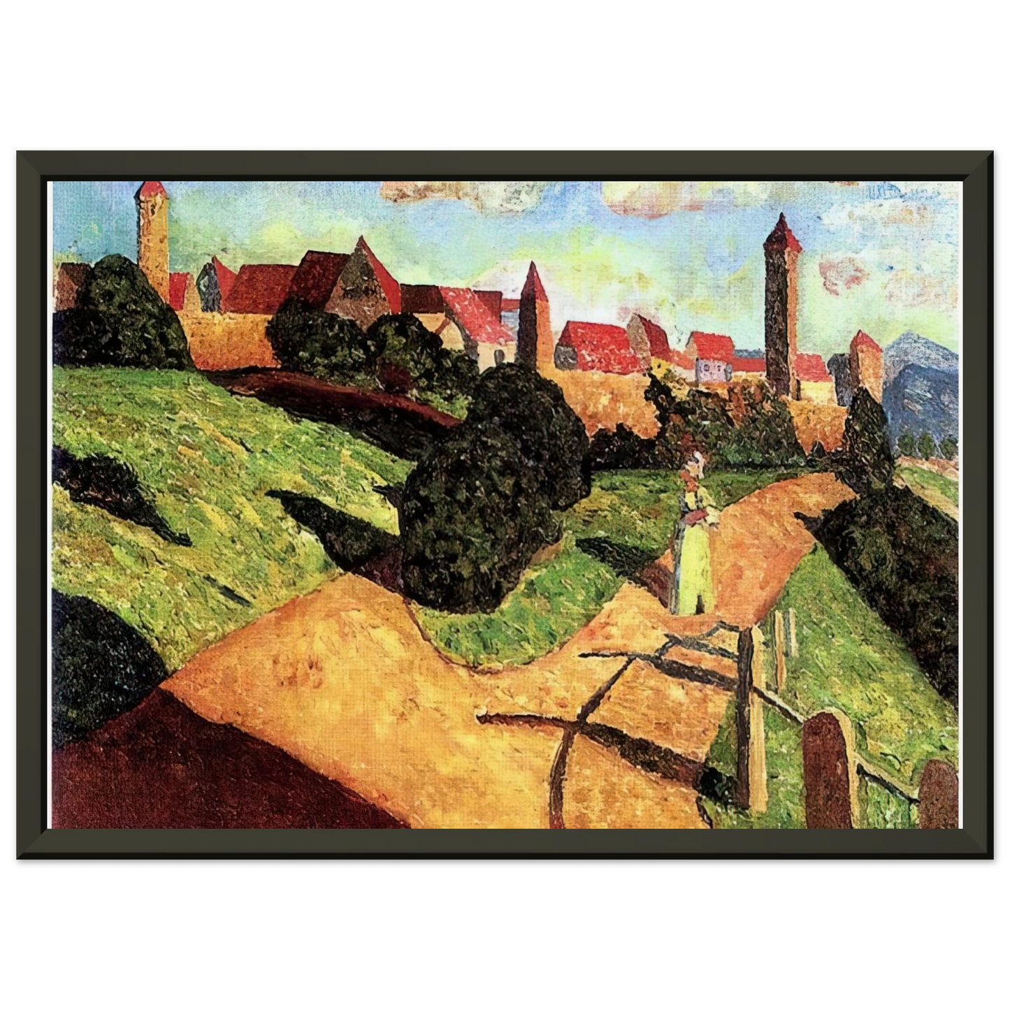 Wassily Kandinsky  OLD TOWN II 1902 Framed Art Print  - Aluminum Frame - 40x50 cm / 16x20 inches