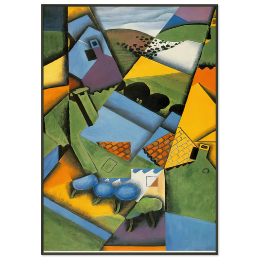 Juan Gris  LANDSCAPE WITH HOUSE AT CERET 1913 Framed Art Print  - Aluminum Frame - 21x29.7 cm / 8x12"