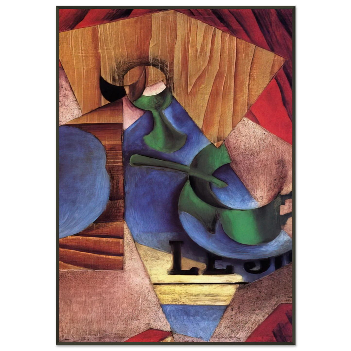 Juan Gris  GLASS CUP AND NEWSPAPER 1913 Framed Art Print  - Aluminum Frame - 21x29.7 cm / 8x12"