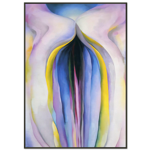 Georgia OKeeffe  Grey Line With Black Blue And Yellow Framed Art Print  - Aluminum Frame - 21x29.7 cm / 8x12"