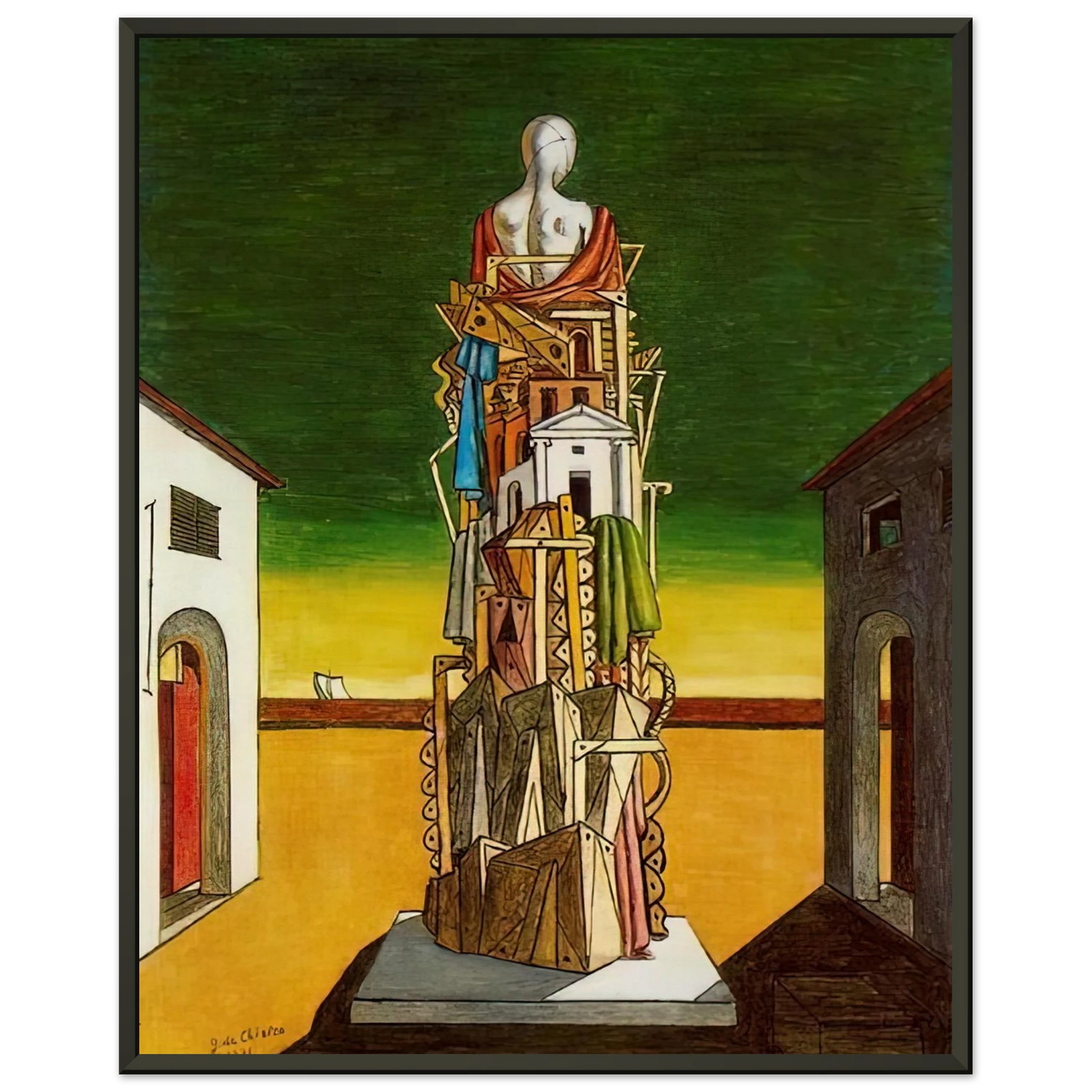 Giorgio de Chirico  THE GREAT METAPHYSICIAN 1971 Framed Art Print  - Aluminum Frame - 40x50 cm / 16x20 inches
