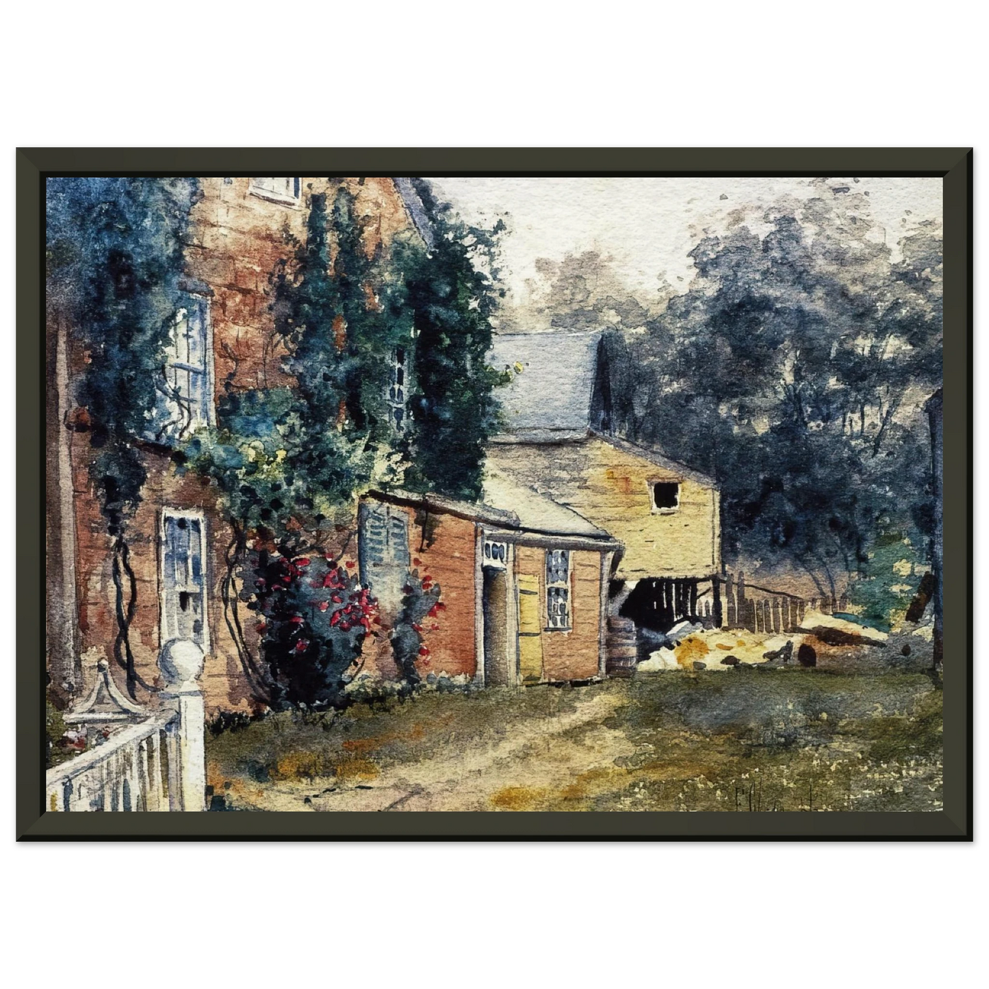 Childe Hassam  Old House Nantucket Framed Art Print  - Aluminum Frame - 60x80 cm / 24x32 inches
