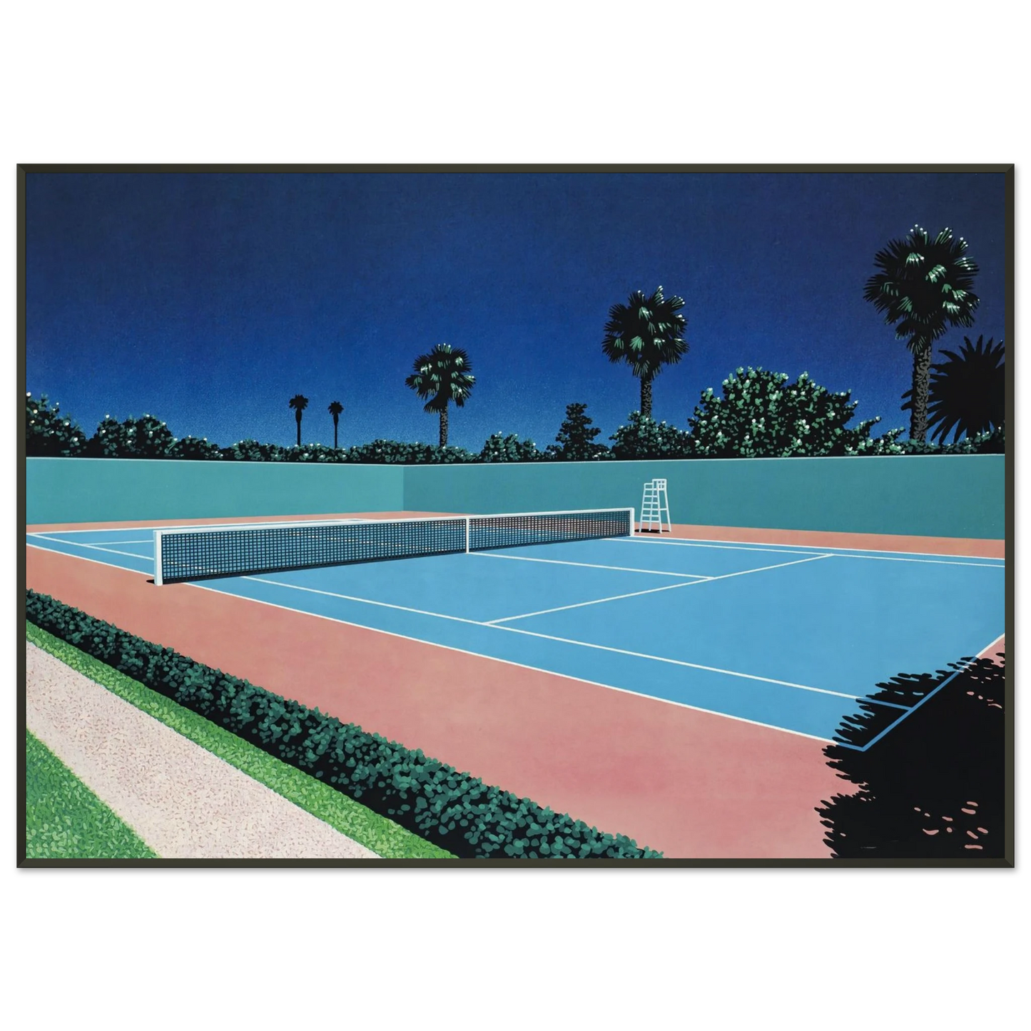 Hiroshi Nagai  Tennis Court Framed Art Print  - Aluminum Frame - 21x29.7 cm / 8x12"