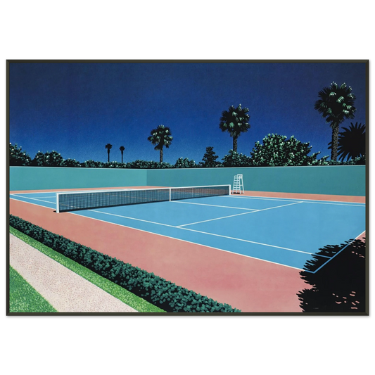 Hiroshi Nagai  Tennis Court Framed Art Print  - Aluminum Frame - 21x29.7 cm / 8x12"