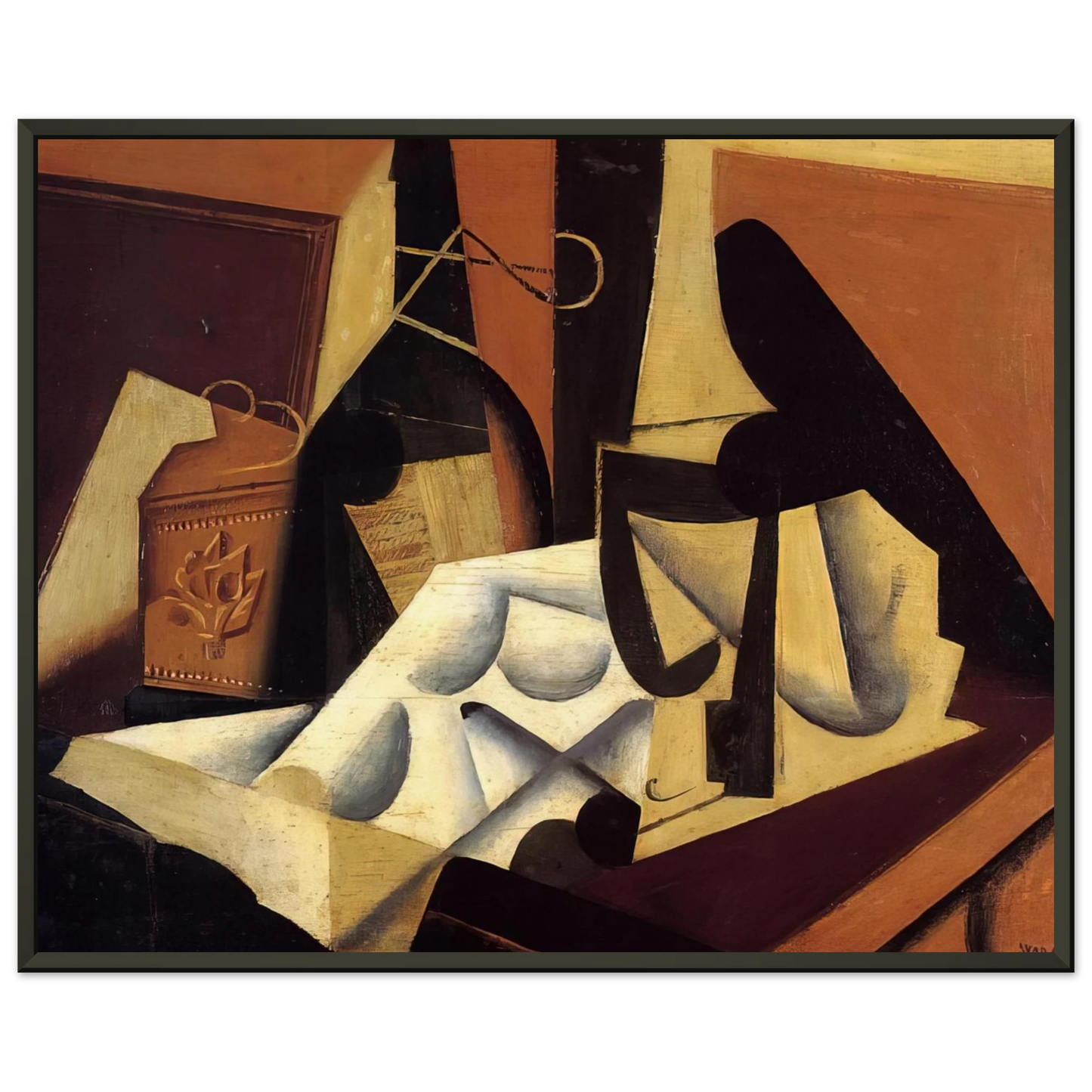 Juan Gris  STILL LIFE WITH WHITE TABLECLOTH 1916 Framed Art Print  - Aluminum Frame - 70x100 cm / 28x40 inches