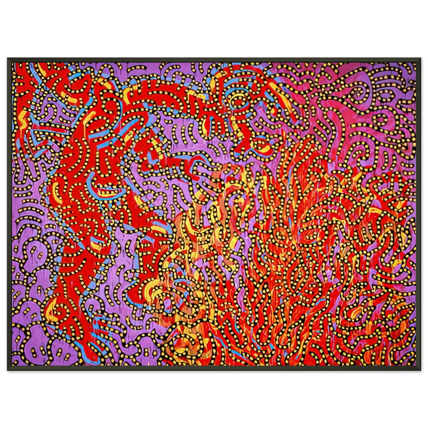 Keith Haring  MOSES AND THE BURNING BUSH 1985 Framed Art Print  - Aluminum Frame - 40x50 cm / 16x20 inches
