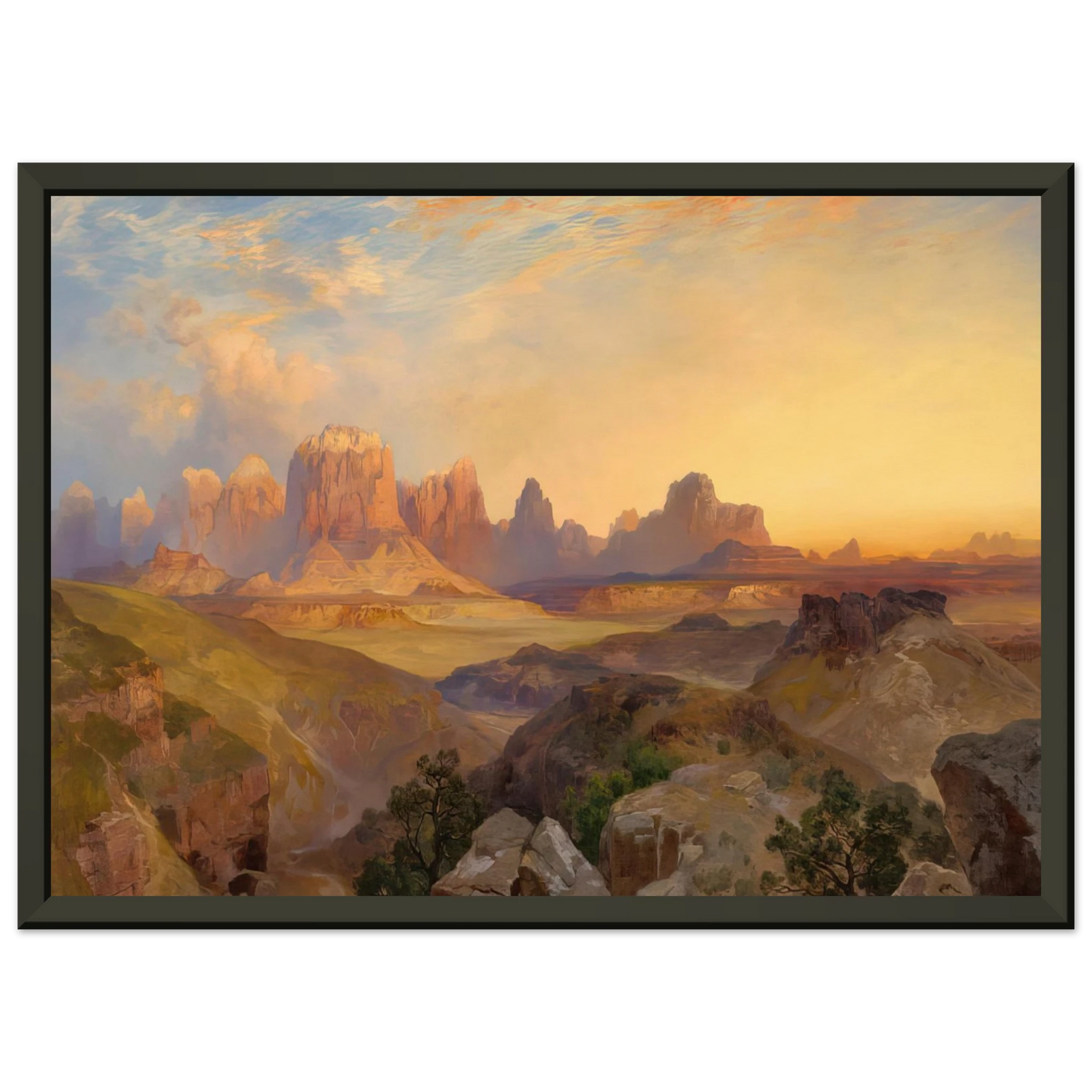 Thomas Moran  Virgin River Utah Framed Art Print  - Aluminum Frame - 70x100 cm / 28x40 inches