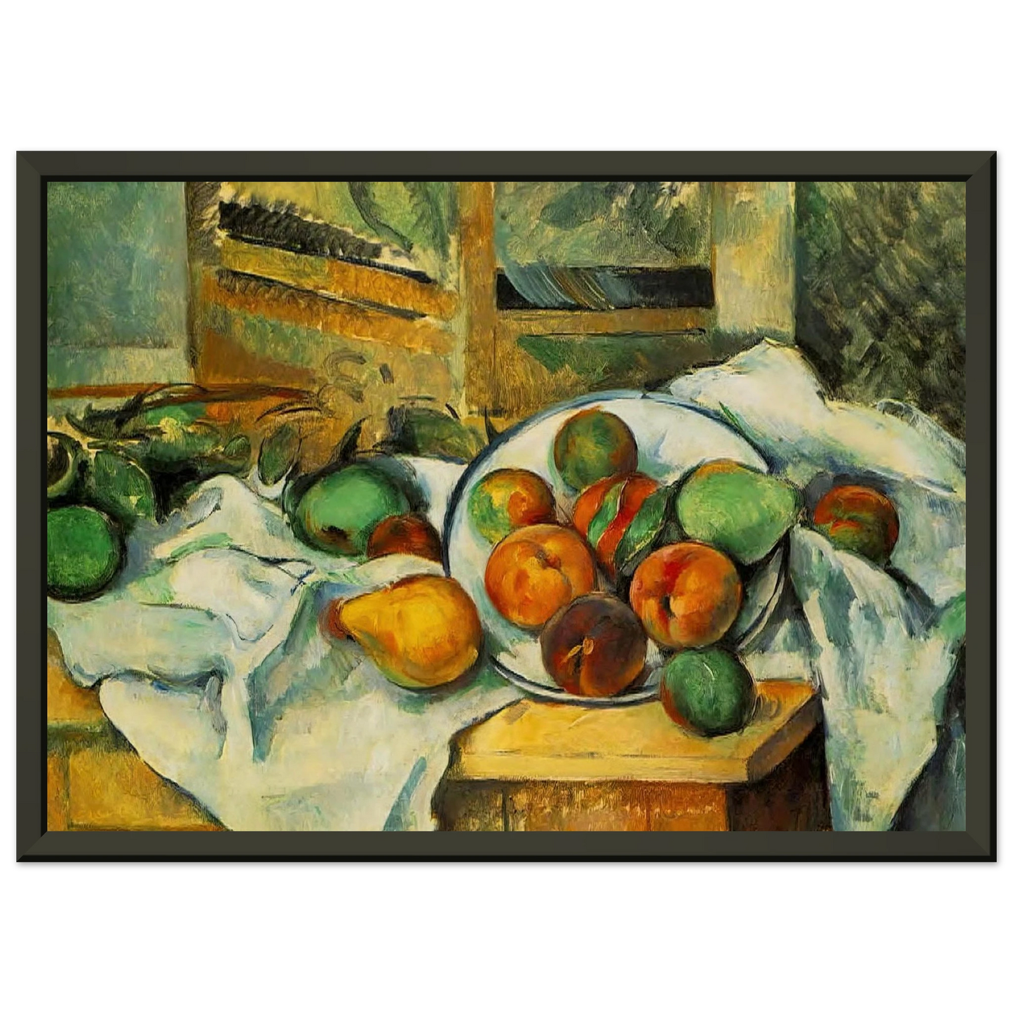 Paul Cezanne  Table Napkin and Fruit Framed Art Print  - Aluminum Frame - 40x50 cm / 16x20 inches