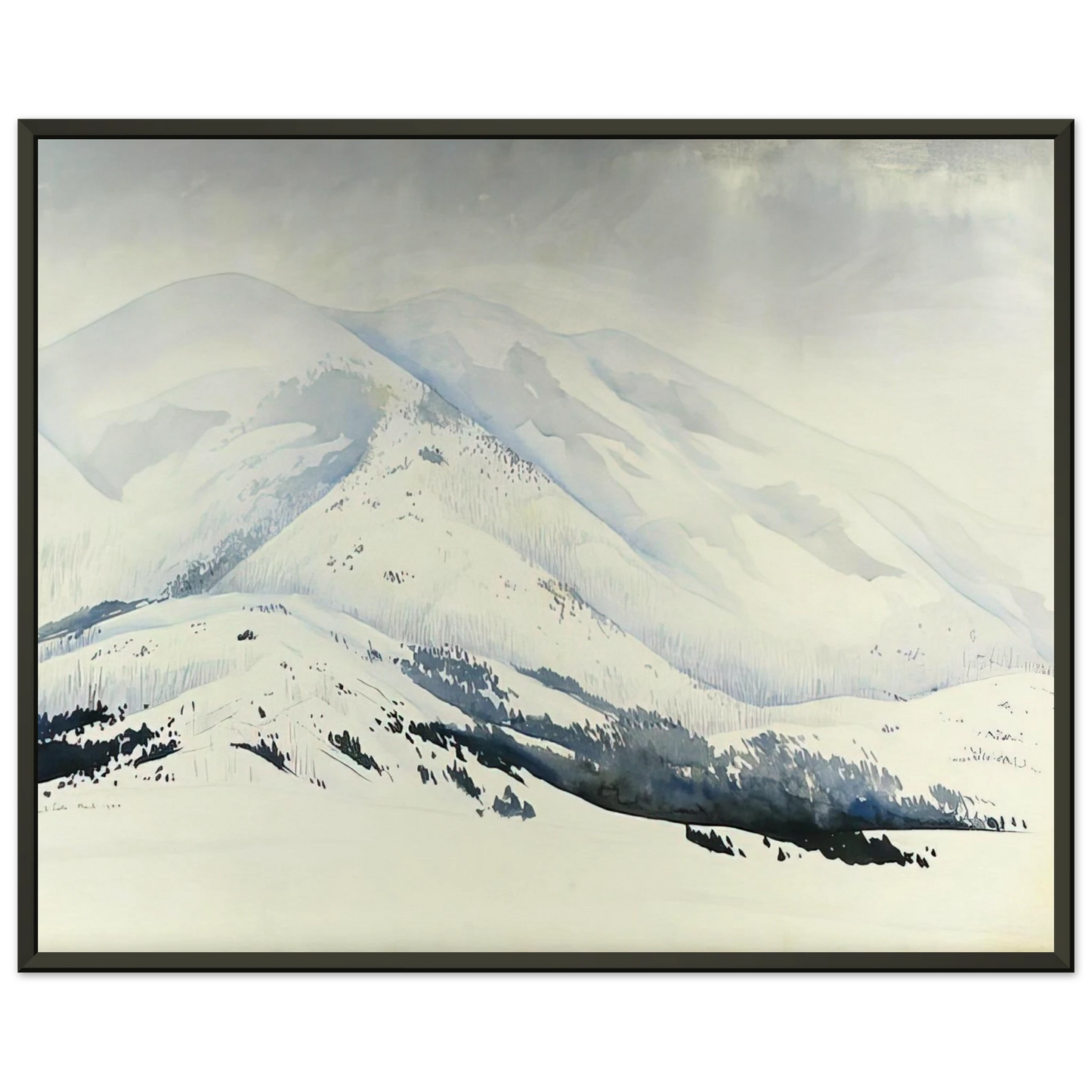 Eyvind Earle  Snowy Mountain Framed Art Print  - Aluminum Frame - 40x50 cm / 16x20 inches