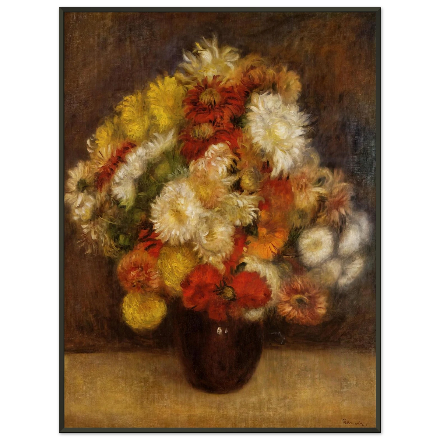 PierreAuguste Renoir  Bouquet of Chrysanthemums Framed Art Print  - Aluminum Frame - 70x100 cm / 28x40 inches