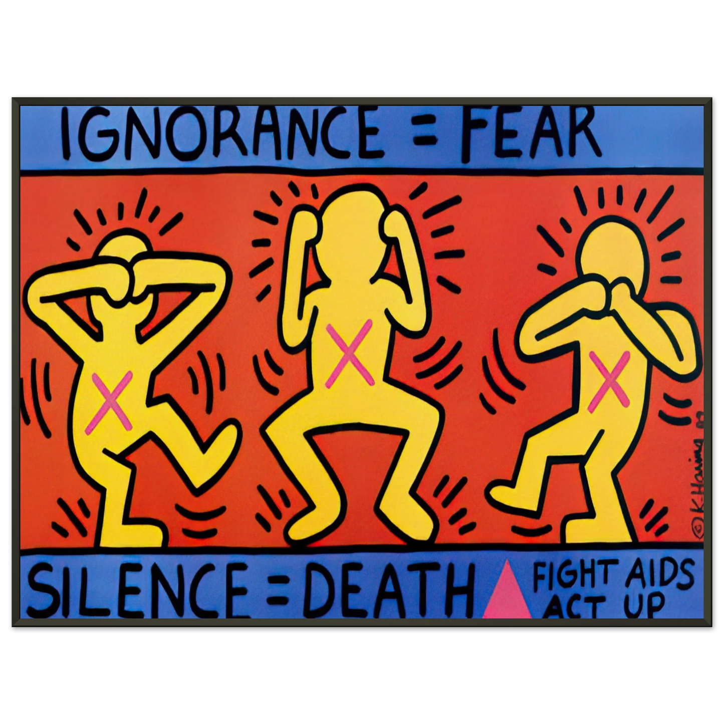 Keith Haring  IGNORANCE FEAR 1989 Framed Art Print  - Aluminum Frame - 40x50 cm / 16x20 inches