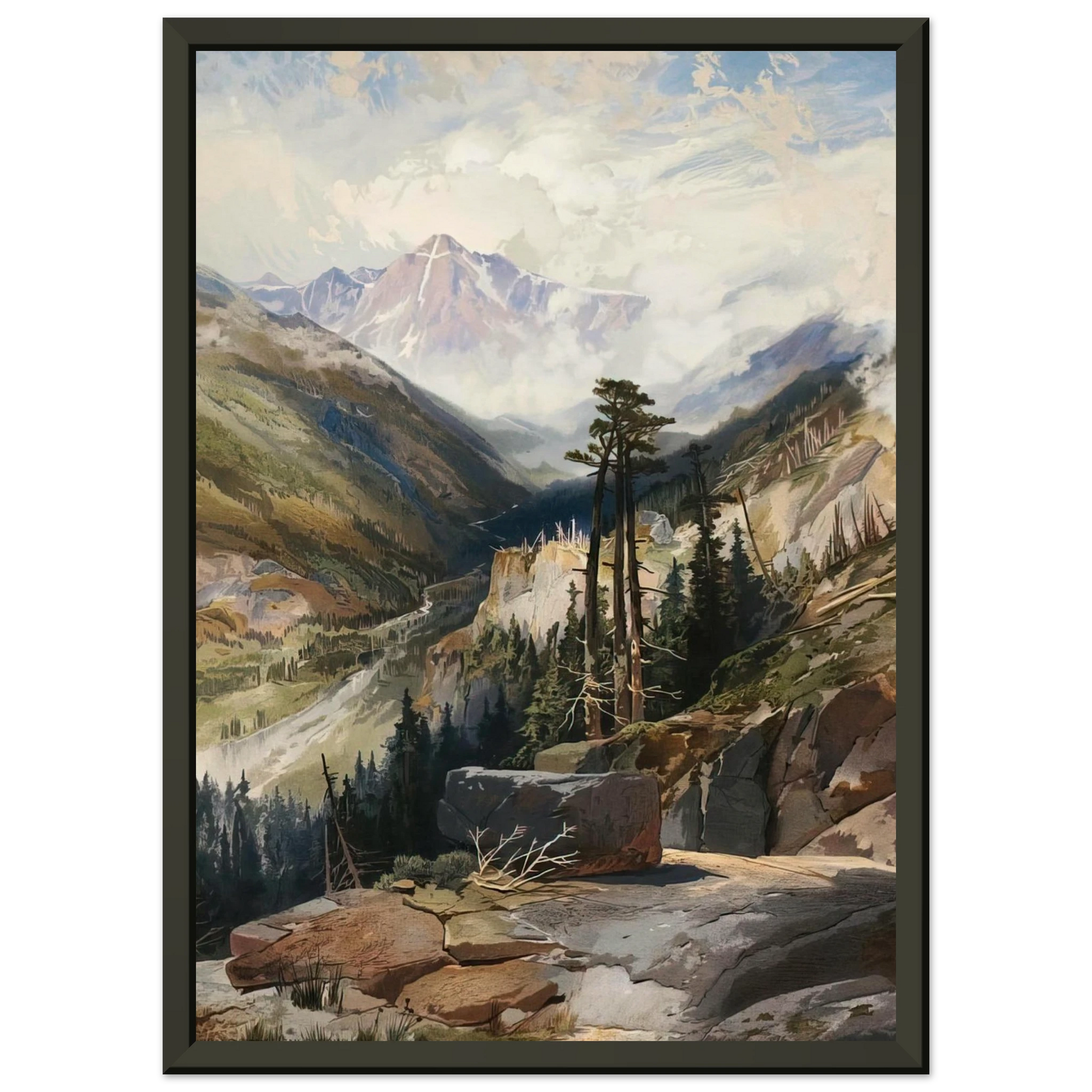 Thomas Moran  The Mountain of the Holy Cross Colorado Framed Art Print  - Aluminum Frame - 40x50 cm / 16x20 inches