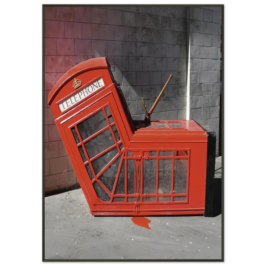 Banksy  VANDALISED PHONE BOX 2005 Framed Art Print  - Aluminum Frame - 21x29.7 cm / 8x12"