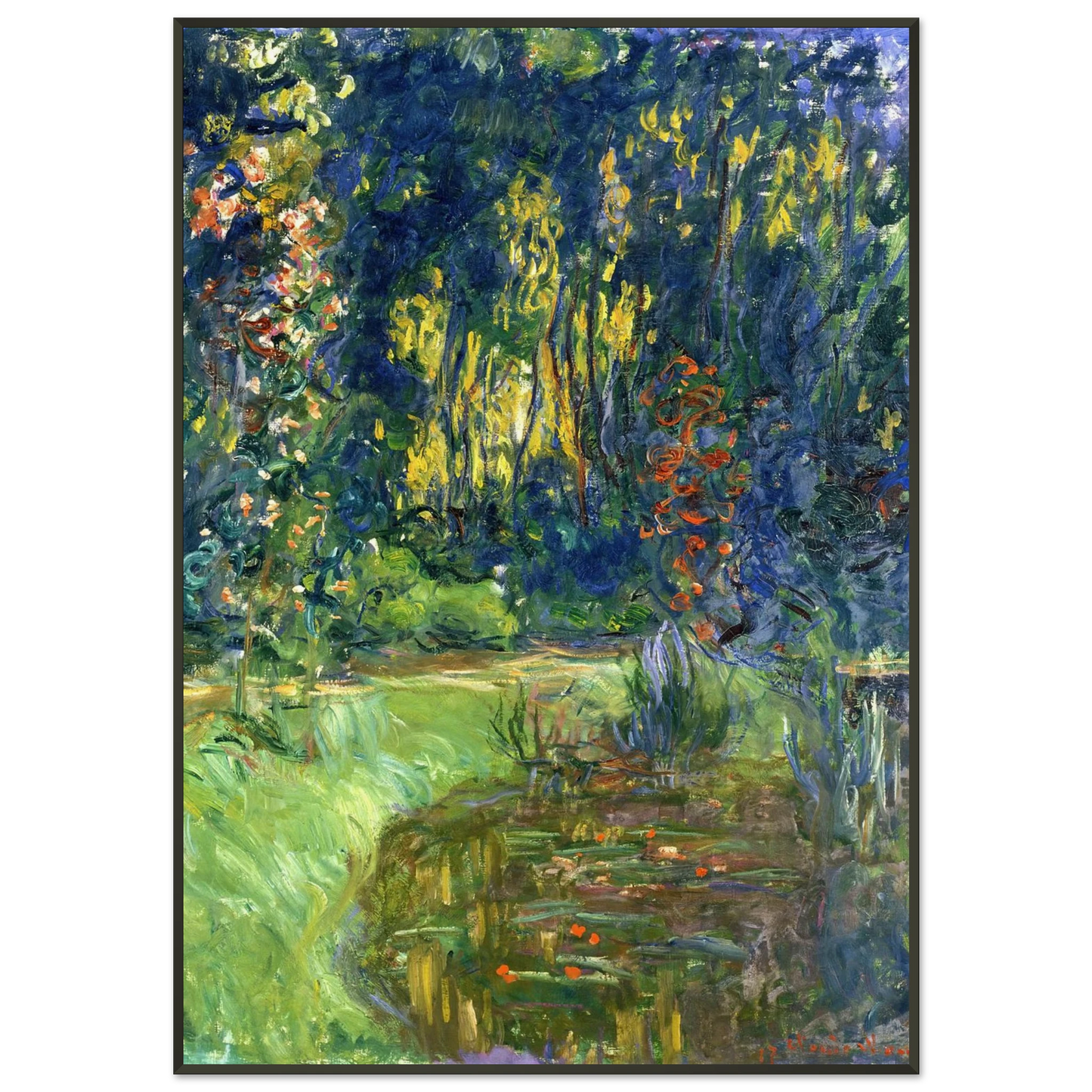 claude monet  Water Lily Pond at Giverny Framed Art Print  - Aluminum Frame - 21x29.7 cm / 8x12"