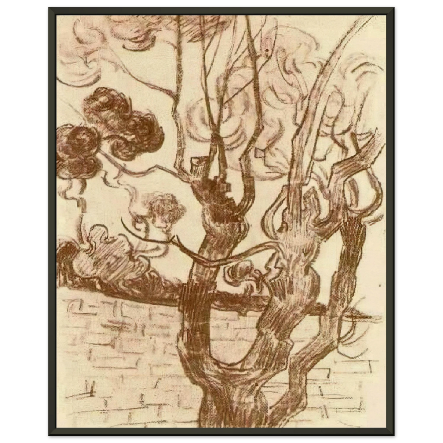 Vincent van Gogh  Treetop Seen against the Wall of the Asylum Framed Art Print  - Aluminum Frame - 60x80 cm / 24x32 inches