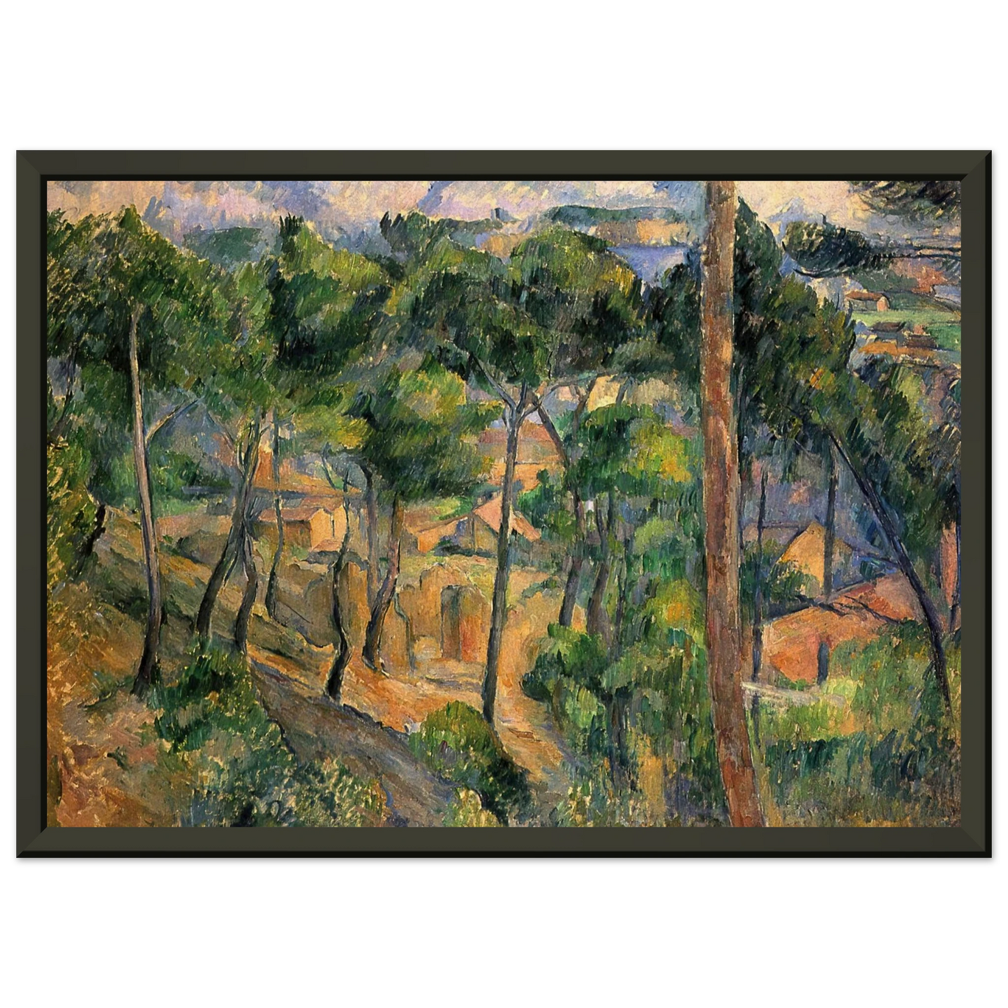 Paul Cezanne  LEstaque View Through The Pines Framed Art Print  - Aluminum Frame - 60x80 cm / 24x32 inches