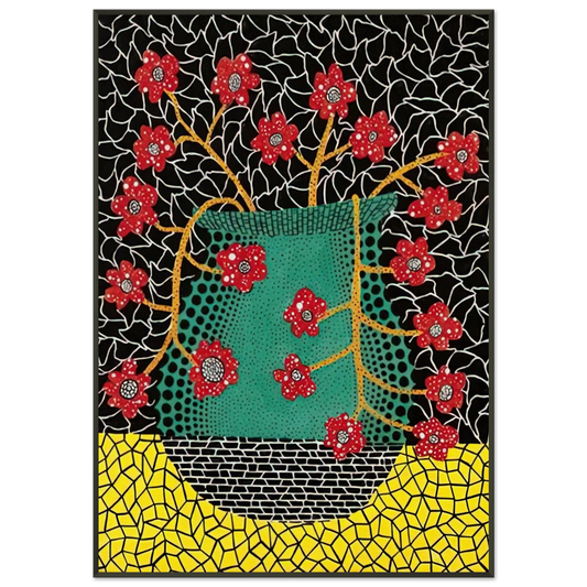 Yayoi Kusama  FLOWERS 1983 Framed Art Print  - Aluminum Frame - 21x29.7 cm / 8x12"