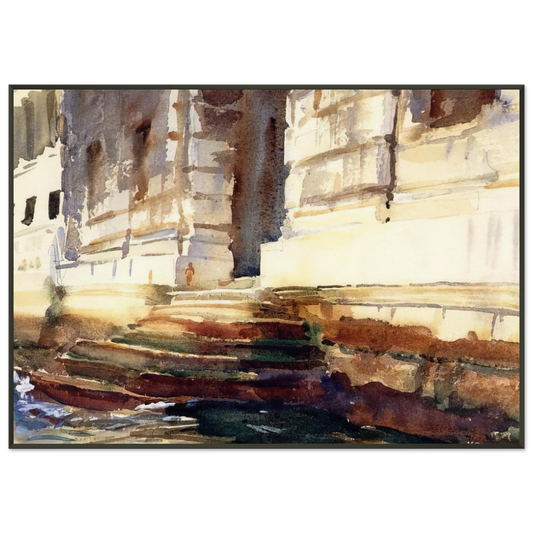 John Singer Sargent  Steps of a Palace Framed Art Print  - Aluminum Frame - 21x29.7 cm / 8x12"
